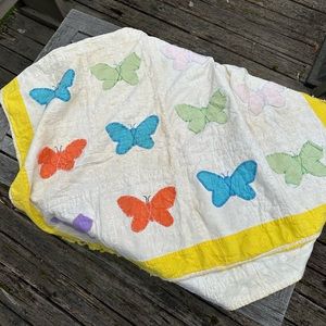 Vintage Quilt / Fabric for Sewing or Craft Projects Spring Butterflies